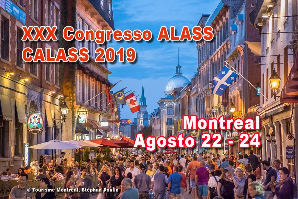 Cartaz do XXX Congresso ALASS 2019, realizado em Montreal entre 22 e 24 de agosto de 2019.